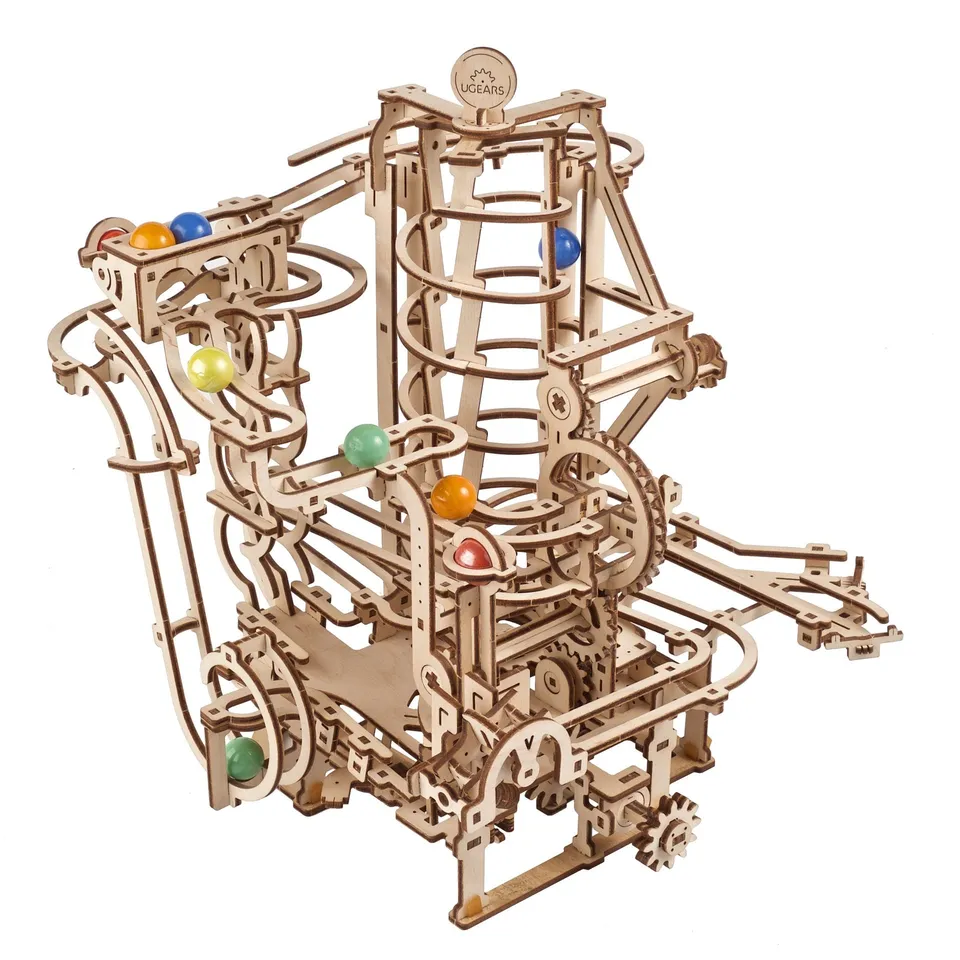 ugears-marble-run-spiral-hoist-puzzle-3d-meccanico-in-legno image 1