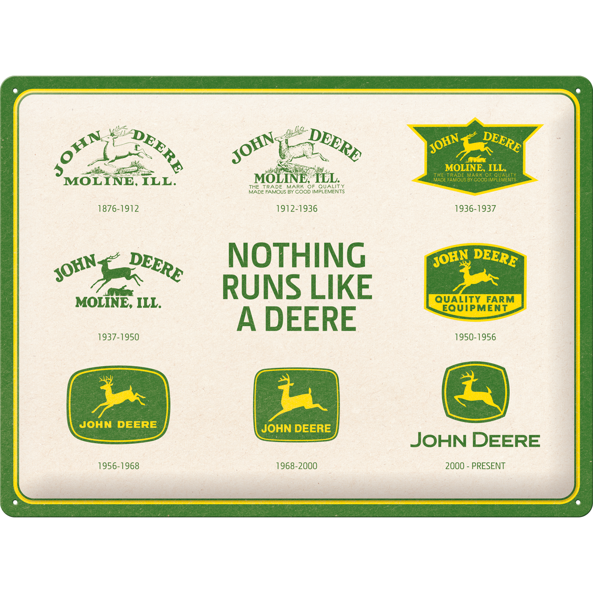 nostalgic-art-john-deere-150-years-logo-evolution-targa-in-metallo-30x40-cm image 1
