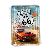 nostalgic-art-route-66-red-car-card-in-metallo-10x14-cm image 2