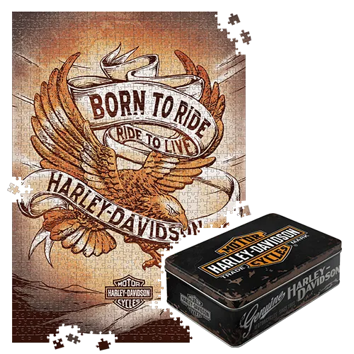 nostalgic-art-puzzle-harley-davidson-born-to-ride-eagle-1-da-1000-pezzi-in-scato image 1