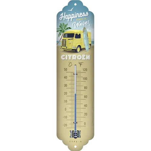 nostalgic-art-citroen-type-h-happiness-comes-in-waves-termometro-in-latta-6-5x28 image 1