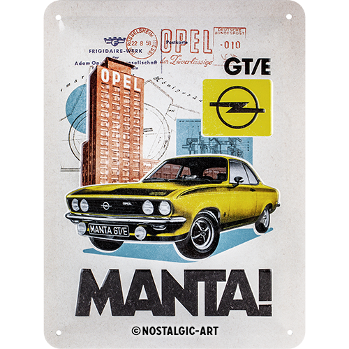 nostalgic-art-opel-manta-gt-e-collage-targa-in-metallo-15x20-cm image 1