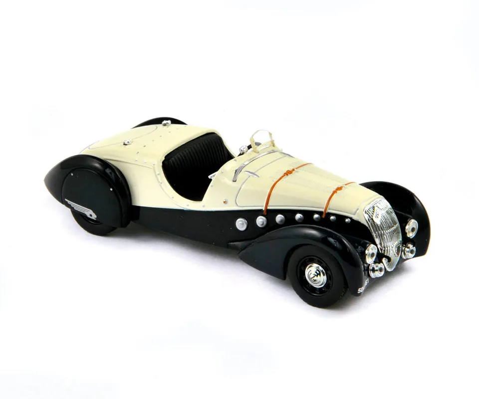 norev-peugeot-302-darl-mat-roadster-1937-modellino-auto-1-43-blu-scuro-e-crema image 1