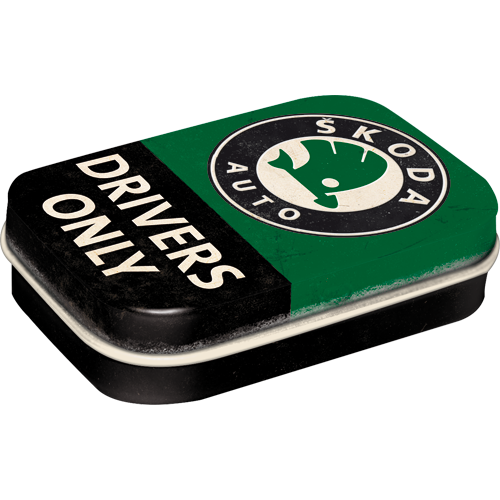 nostalgic-art-skoda-drivers-only-scatola-tascabile-per-mentine-6x4x1-6-cm image 1
