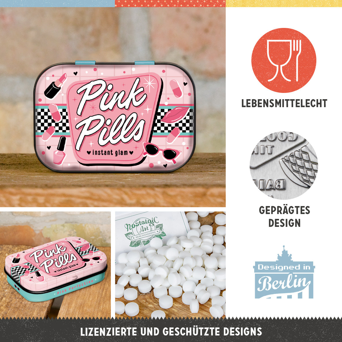 nostalgic-art-pink-glam-pills-scatolina-portapillole-in-metallo-con-mentine image 3