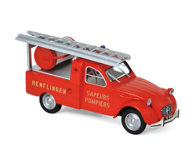 norev-citro-n-2cv-pick-up-con-scala-1963-pompiers-modellino-1-43 image 1