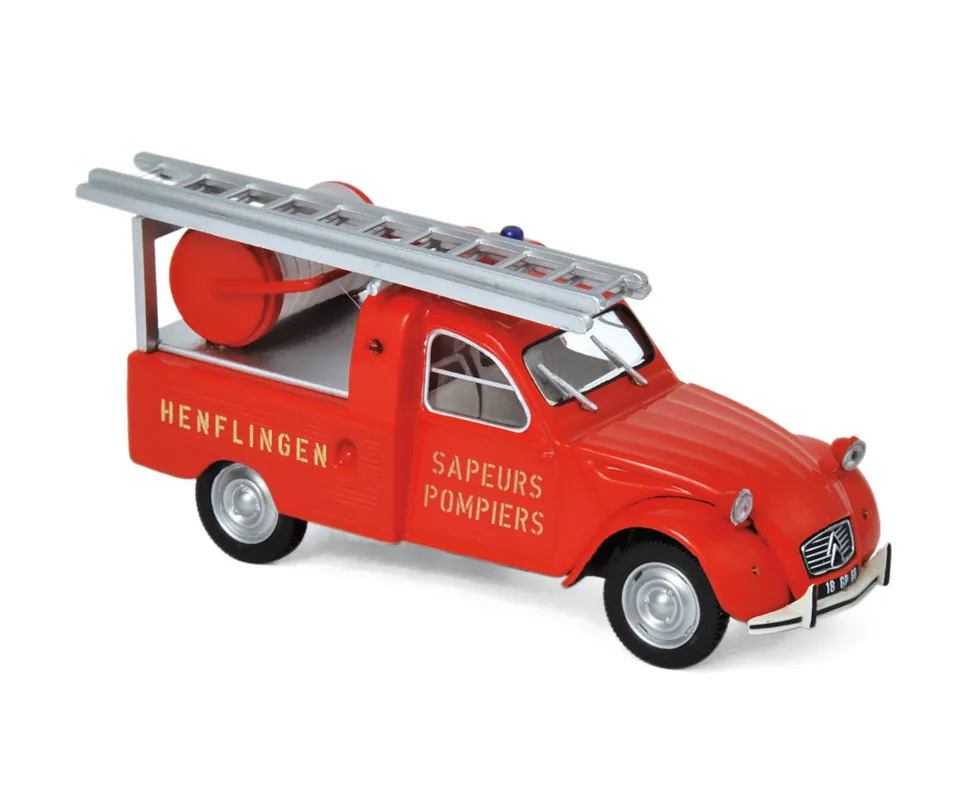 norev-citro-n-2cv-pick-up-con-scala-1963-pompiers-modellino-1-43 image 1