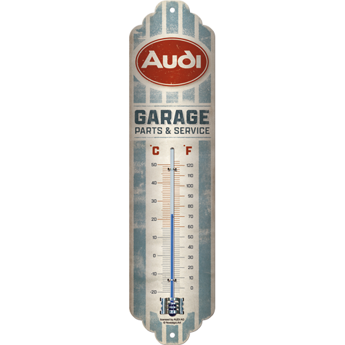 nostalgic-art-audi-garage-termometro-in-metallo-6-5x28-cm-prodotto-ufficiale-aud image 1