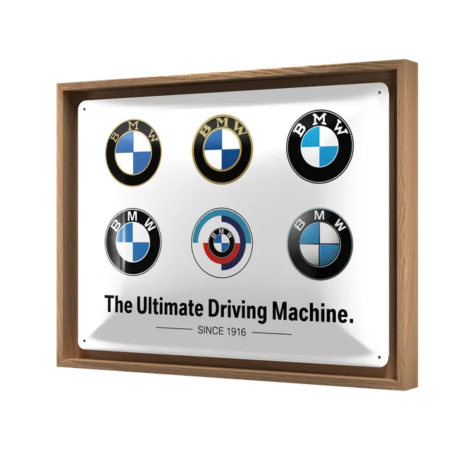 nostalgic-art-bmw-logo-evolution-targa-in-metallo-con-cornice-n-frame-l-33-5-x-4 image 1