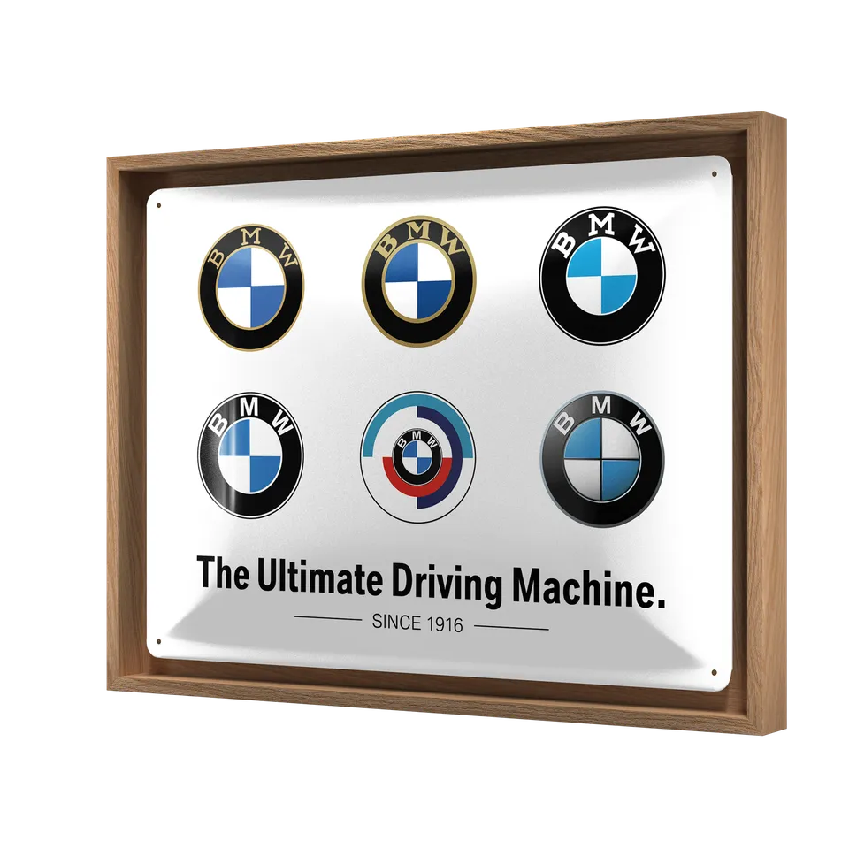 nostalgic-art-bmw-logo-evolution-targa-in-metallo-con-cornice-n-frame-l-33-5-x-4 image 1
