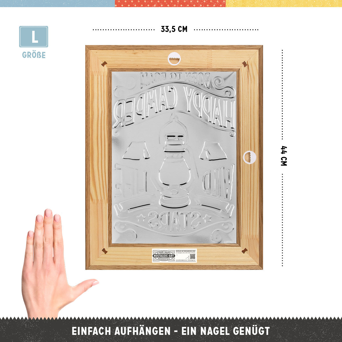 nostalgic-art-happy-camper-n-frame-l-edition-cornice-legno-33-5x44-cm image 2