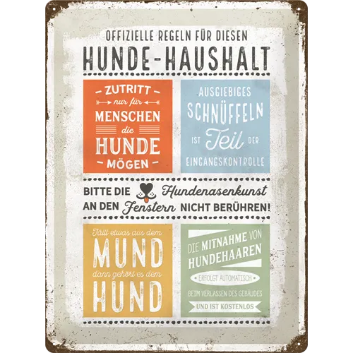 nostalgic-art-pfotenschild-hunde-haushalt-regeln-targa-in-metallo-30x40-cm-2 image 1