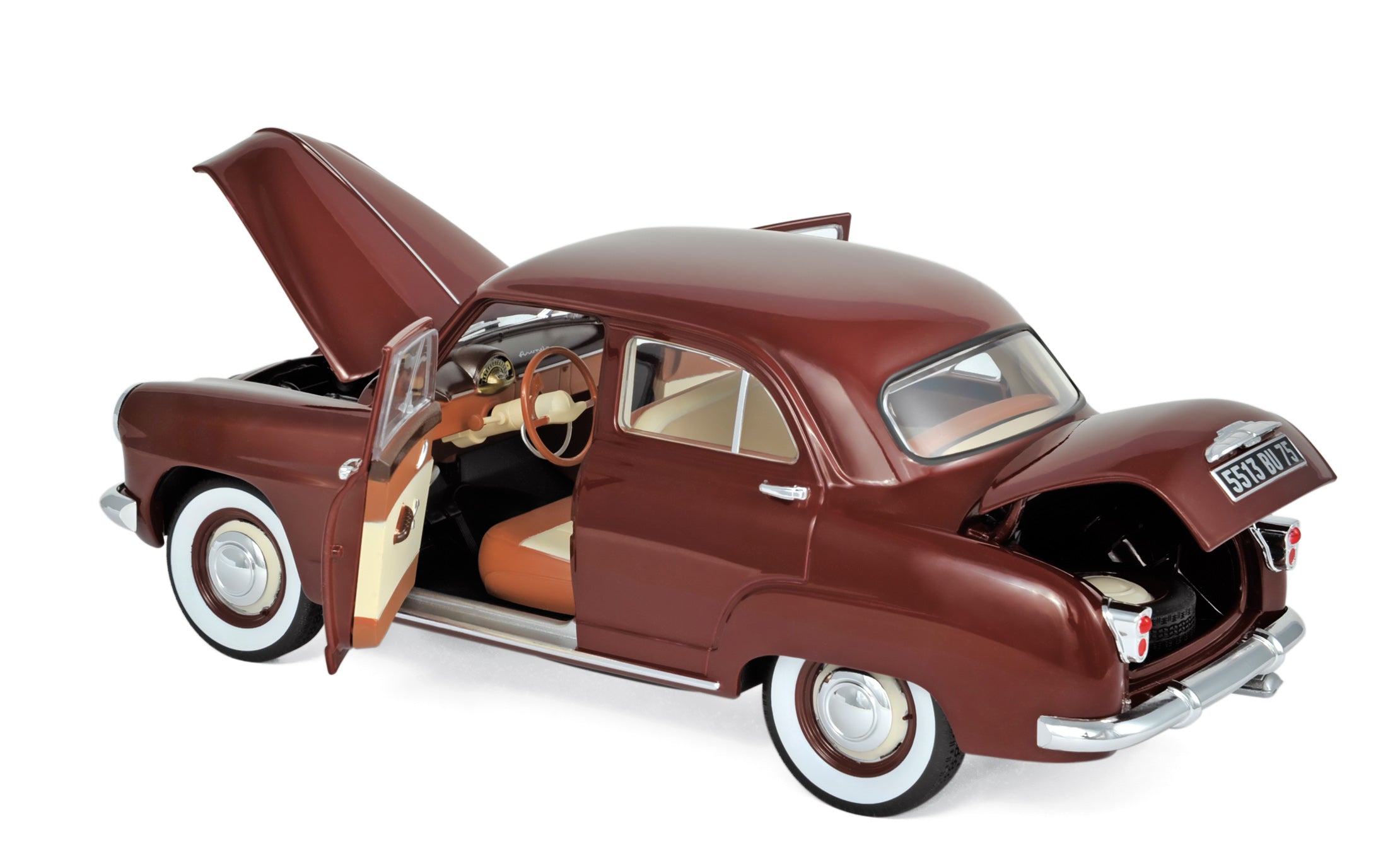 norev-simca-9-aronde-1953-modellino-auto-1-18-rouge-amarante image 2