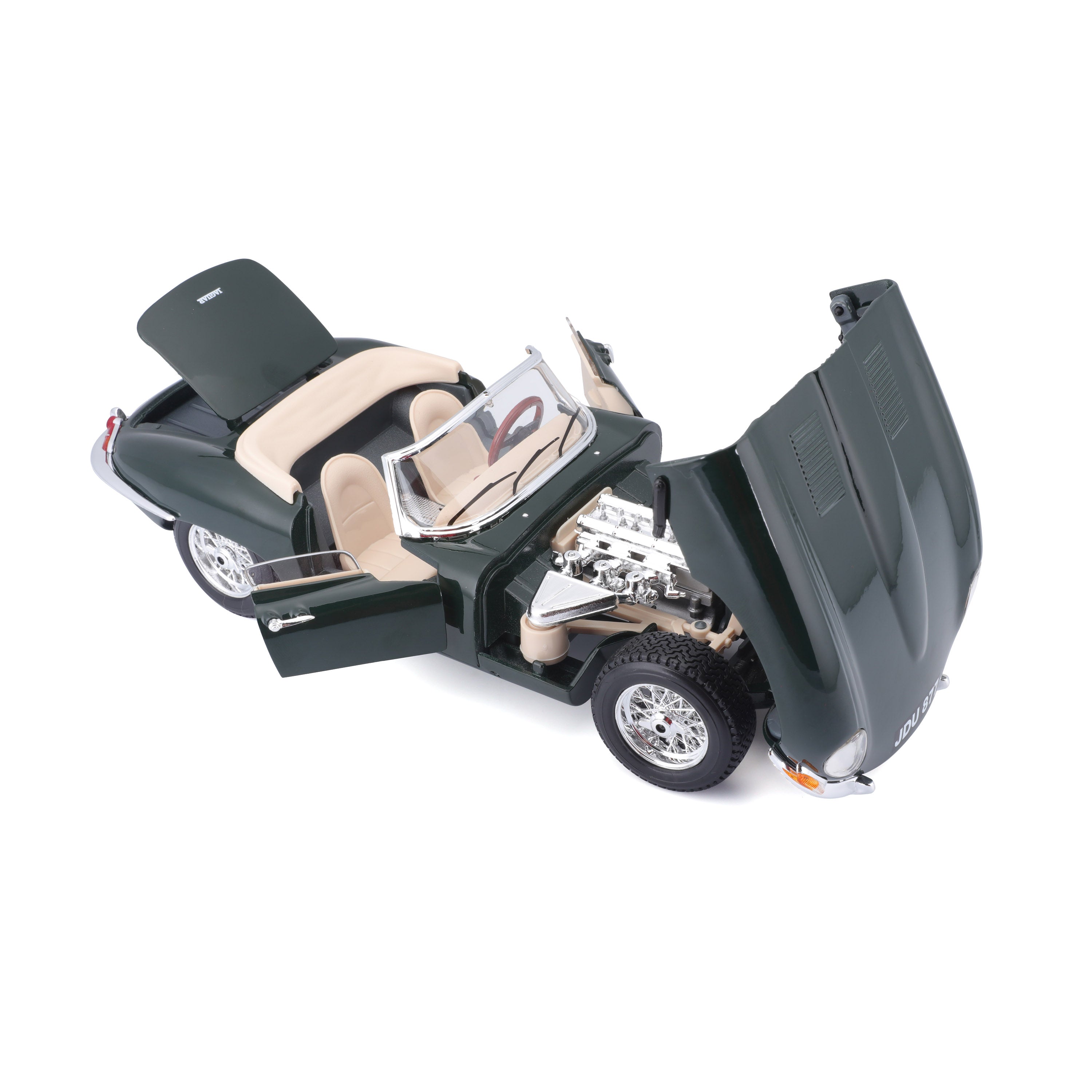 bburago-jaguar-e-type-cabriolet-1-18-verde-modellino-diecast-apribile image 6
