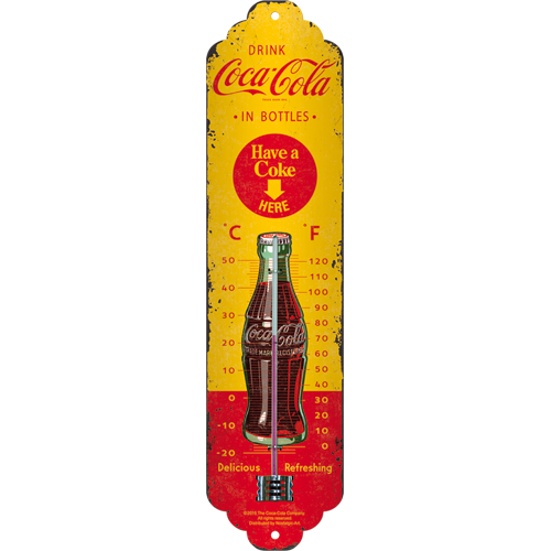 nostalgic-art-coca-cola-in-bottles-yellow-termometro-6-5x28-cm image 1
