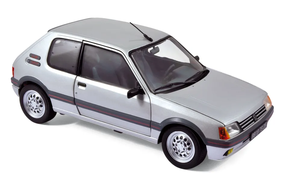 norev-peugeot-205-gti-1-6-1988-modellino-auto-1-18-grigio-futura image 1