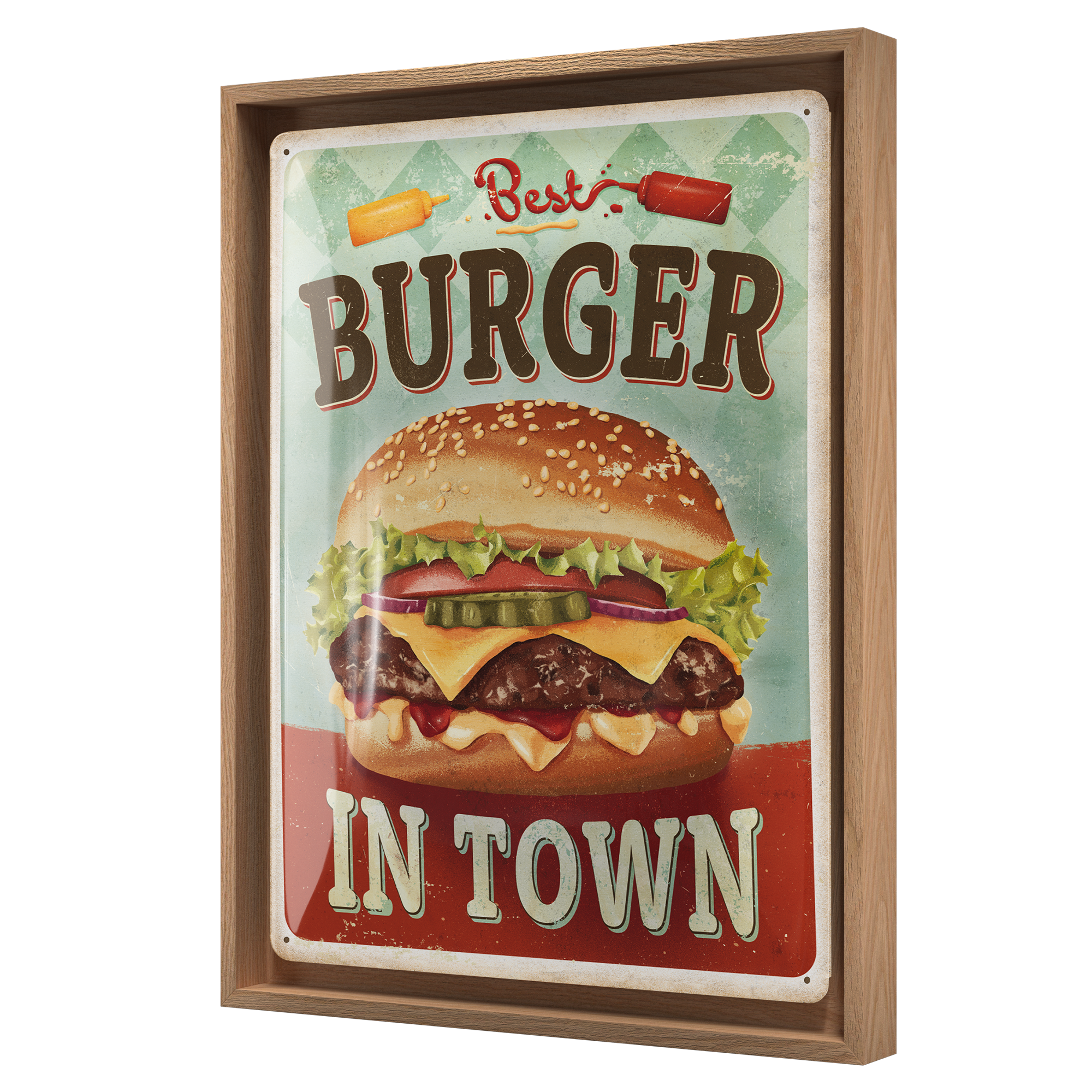 nostalgic-art-best-burger-in-town-n-frame-l-edition-targa-in-metallo-con-cornice image 1