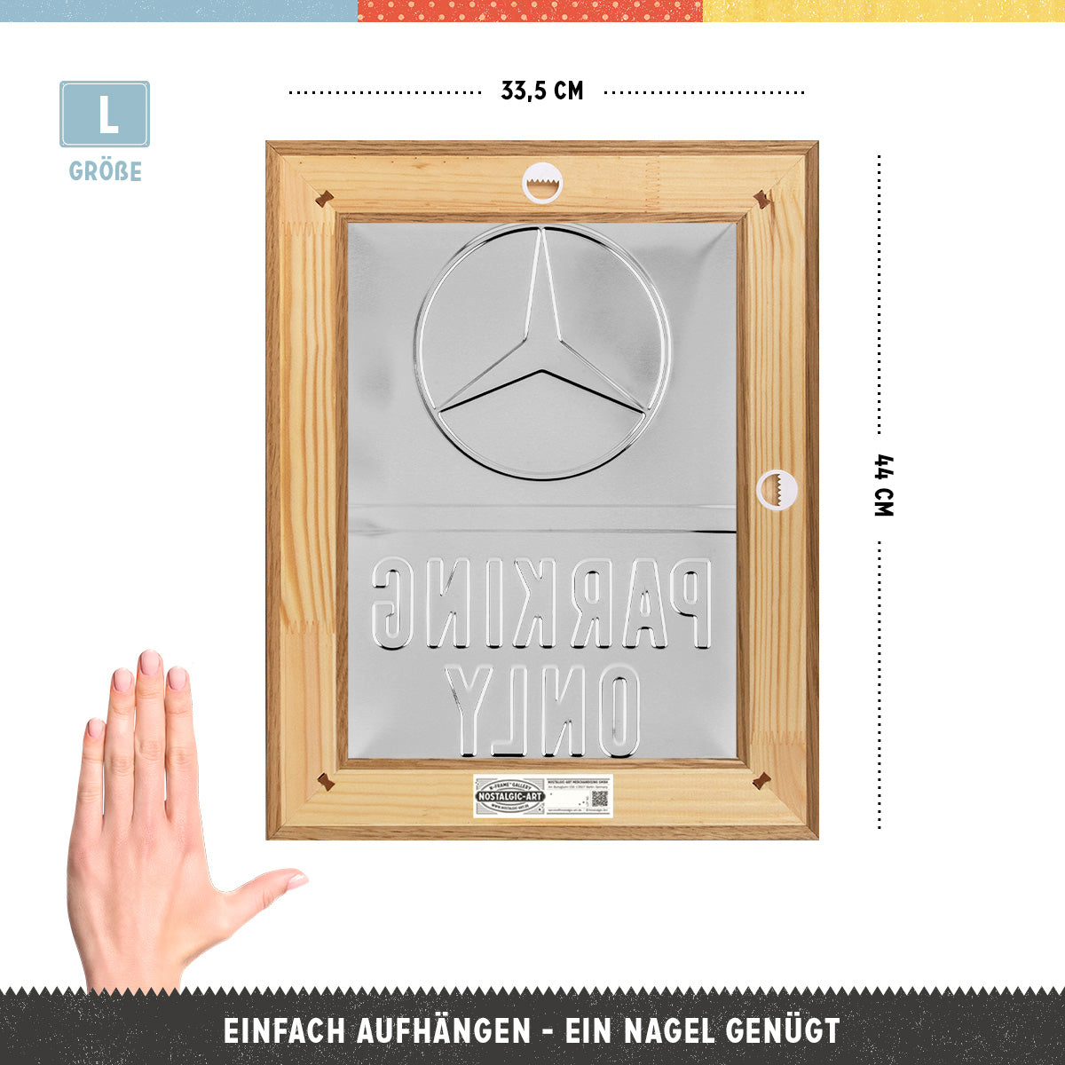nostalgic-art-mercedes-benz-parking-only-cornice-n-frame-l-33-5-x-44-cm image 2