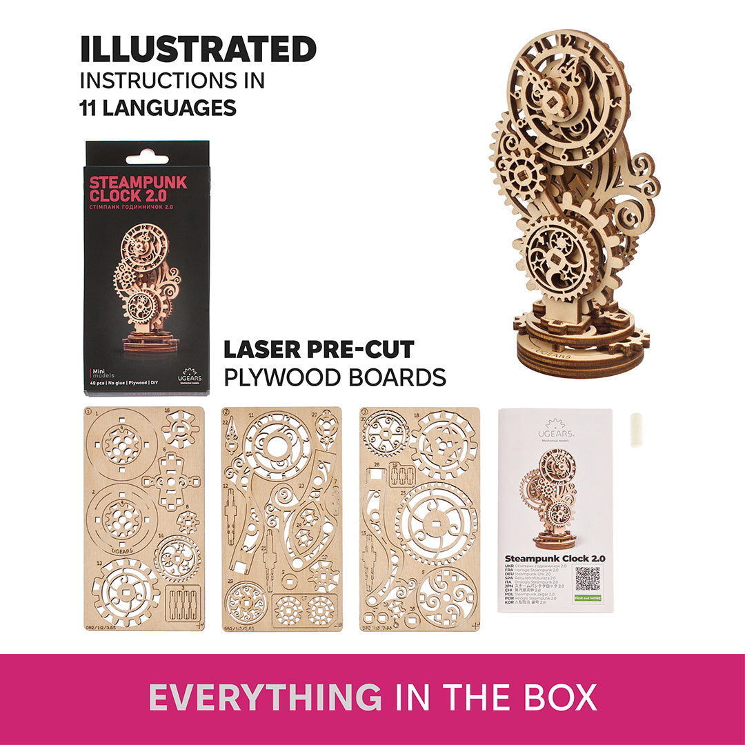 ugears-steampunk-clock-2-0-puzzle-3d-meccanico-in-legno image 4