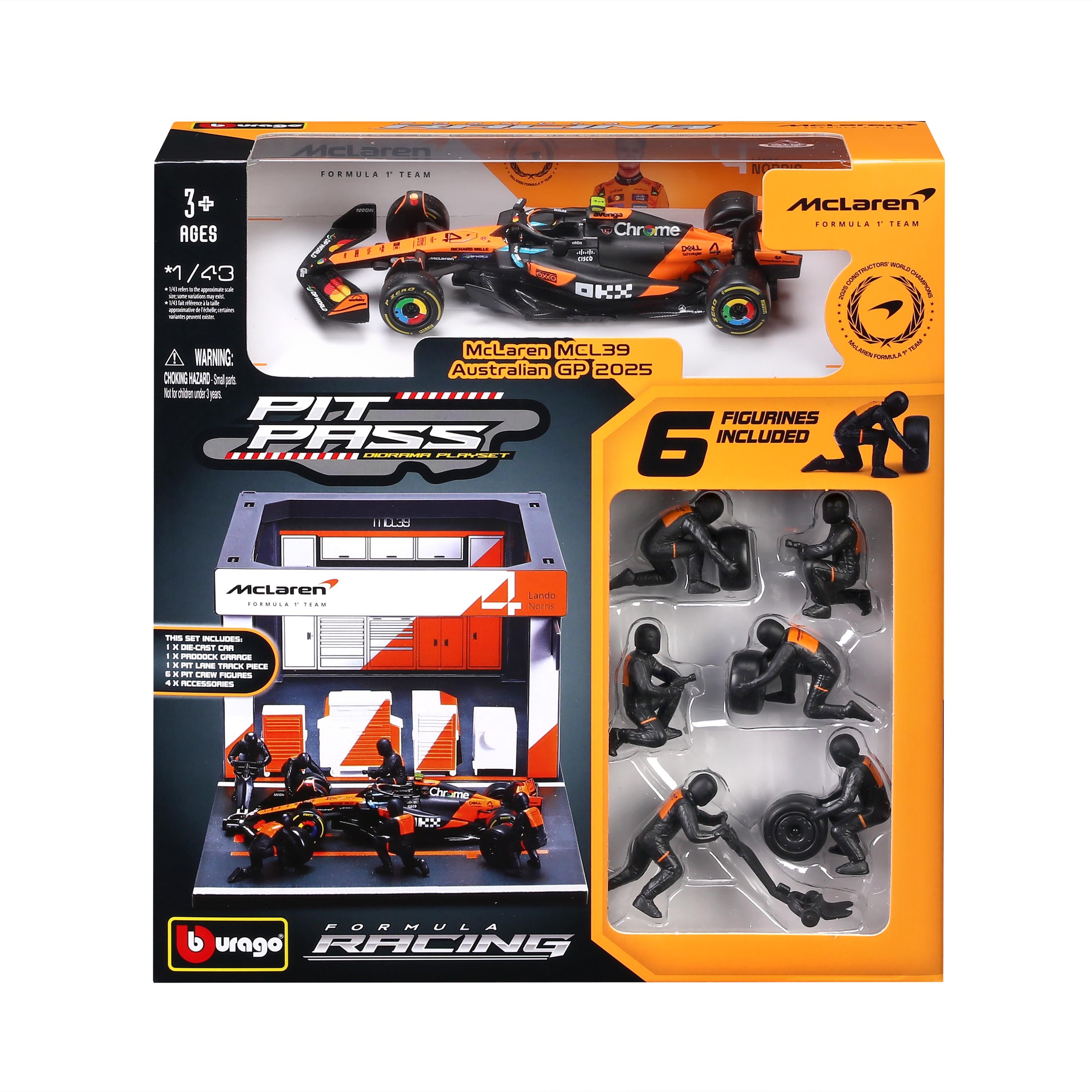 bburago-pit-stop-mclaren-mcl39-2025-4-norris-1-43-playset-diorama-f1 image 5