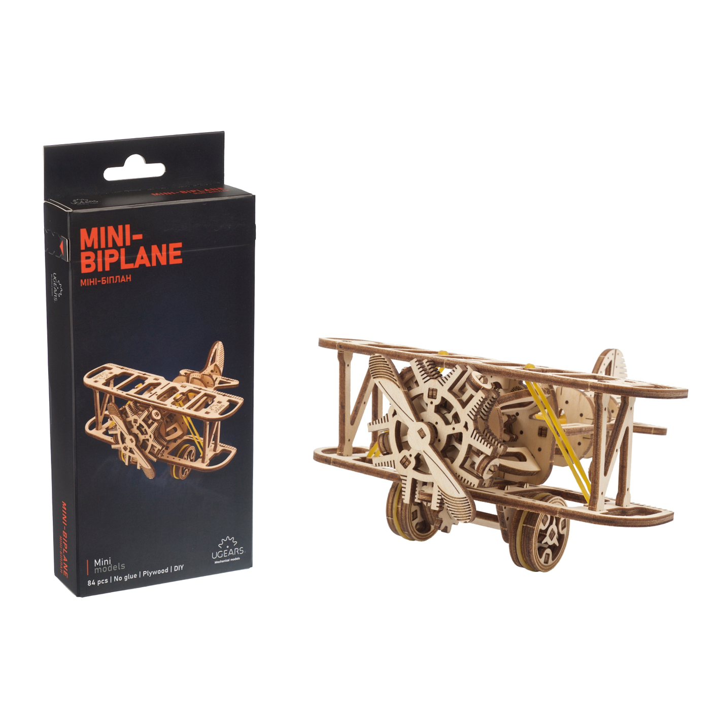 ugears-mini-biplane-mini-biplano-meccanico-in-legno-da-costruire image 5