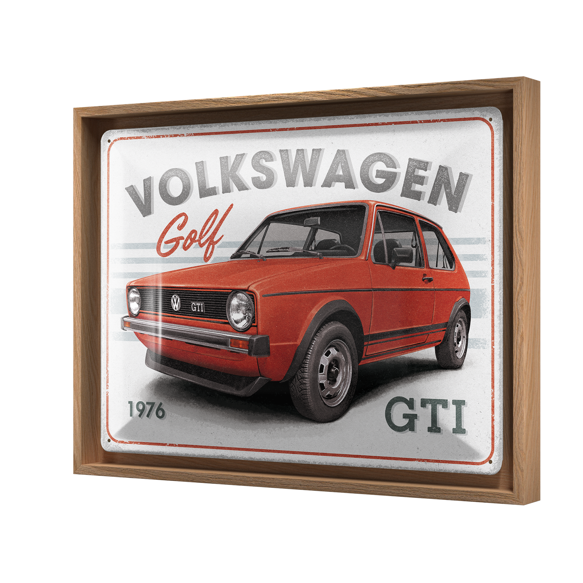 nostalgic-art-vw-golf-gti-1976-n-frame-l-edition-targa-con-cornice-legno-33-5x44 image 1