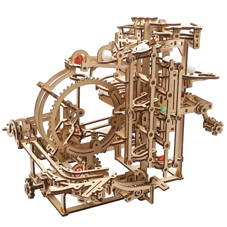ugears-marble-run-stepped-hoist-percorso-biglie-in-legno-con-sollevatore-a-3-gra image 1