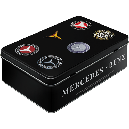 nostalgic-art-mercedes-benz-logo-evolution-scatola-piatta-in-metallo-2-5-l image 2