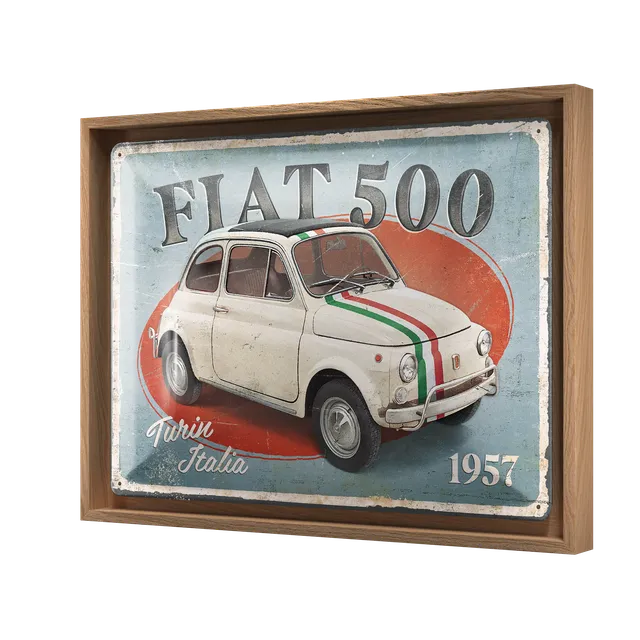 nostalgic-art-fiat-500-turin-italia-cornice-n-frame-l-33-5x44-cm image 1