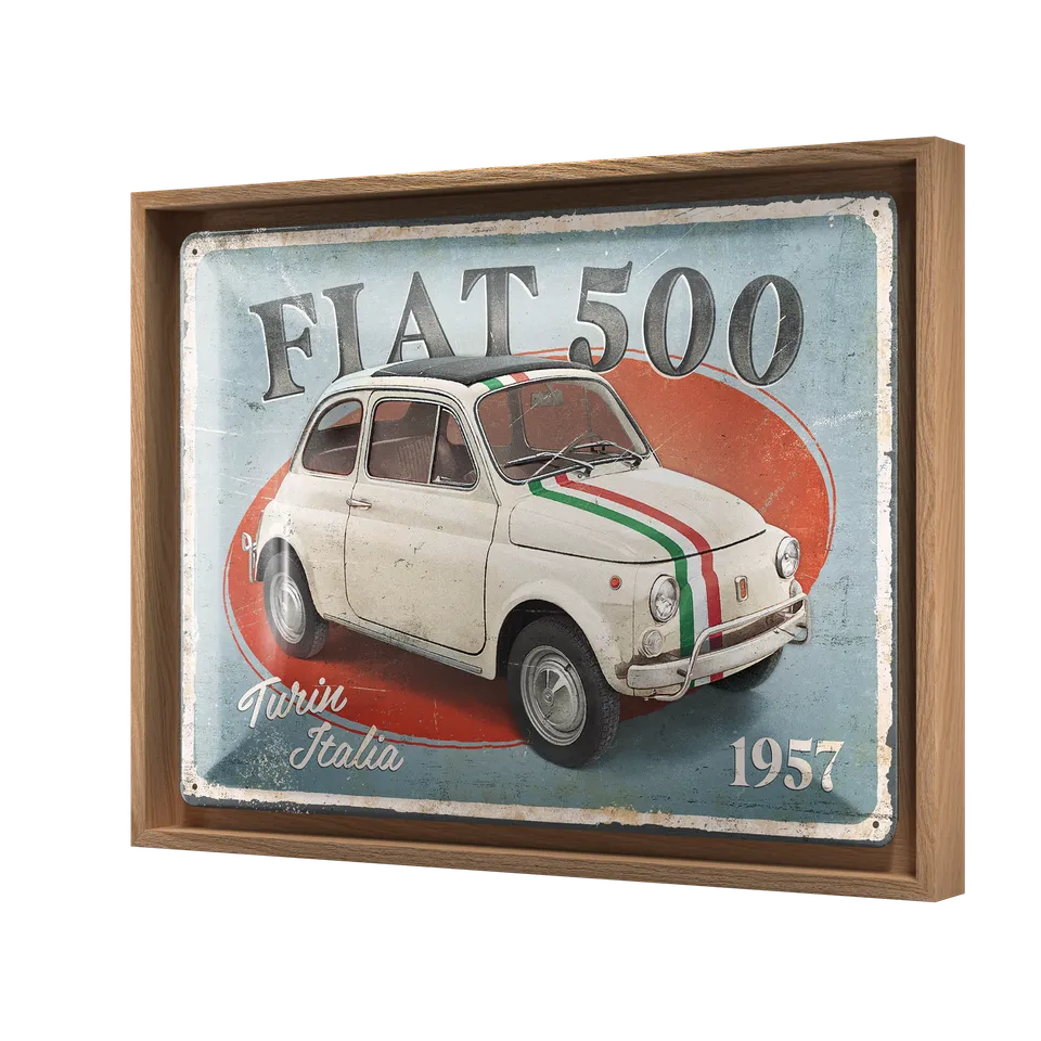 nostalgic-art-fiat-500-turin-italia-cornice-n-frame-l-33-5x44-cm image 1