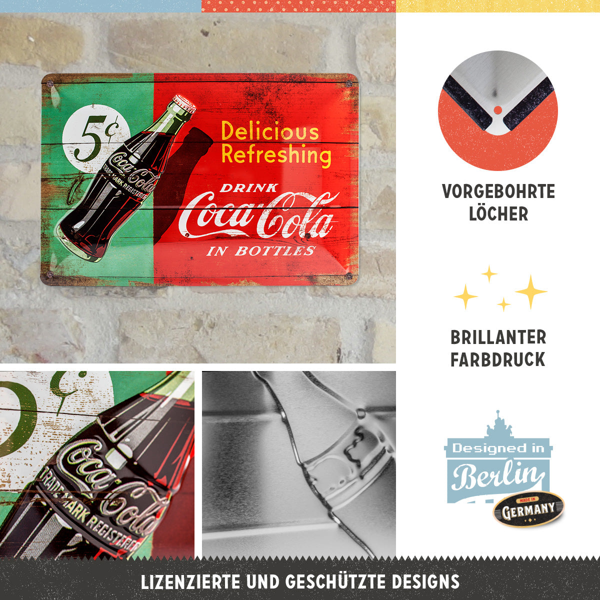nostalgic-art-coca-cola-delicious-refreshing-green-targa-in-metallo-20x30-cm image 2