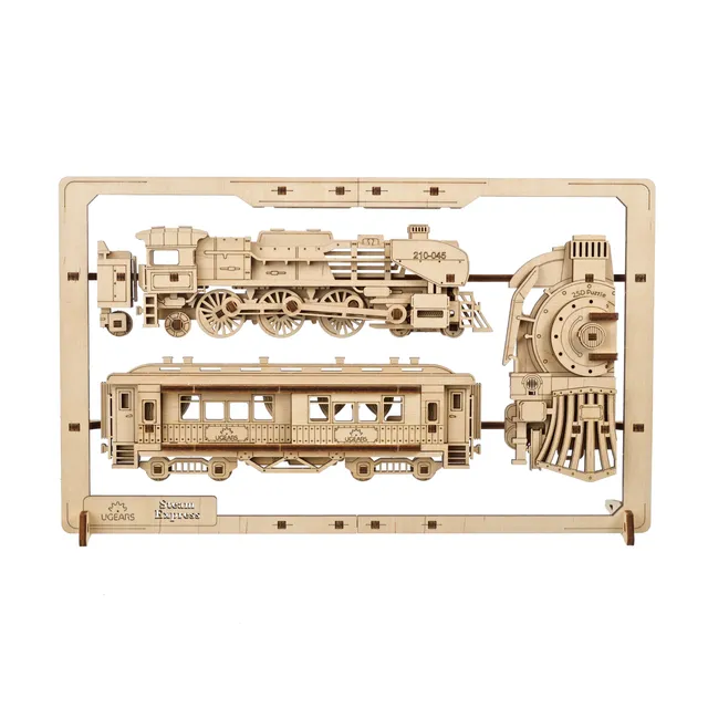 ugears-steam-express-2-5d-puzzle-quadro-meccanico-treno-in-legno image 1