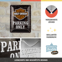 nostalgic-art-harley-davidson-parking-only-targa-in-metallo-15x20-cm image 2