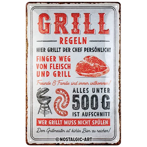 nostalgic-art-grillregeln-targa-in-metallo-20x30-cm image 1
