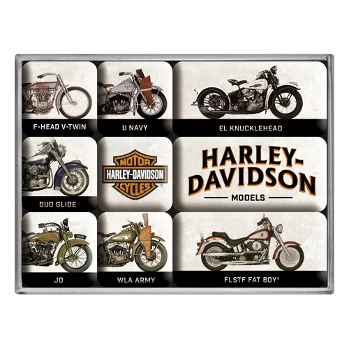 nostalgic-art-harley-davidson-model-chart-set-magneti-7x9-cm-con-box-regalo image 1