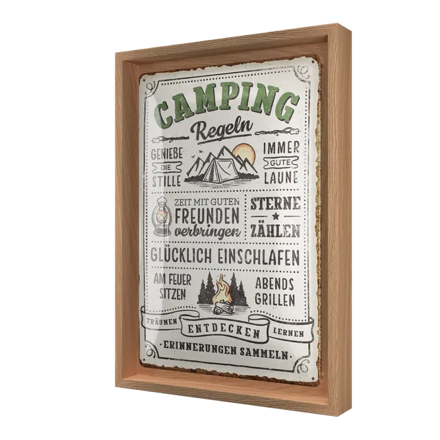 nostalgic-art-camping-regeln-n-frame-m-edition-targa-in-metallo-con-cornice-in-l image 1