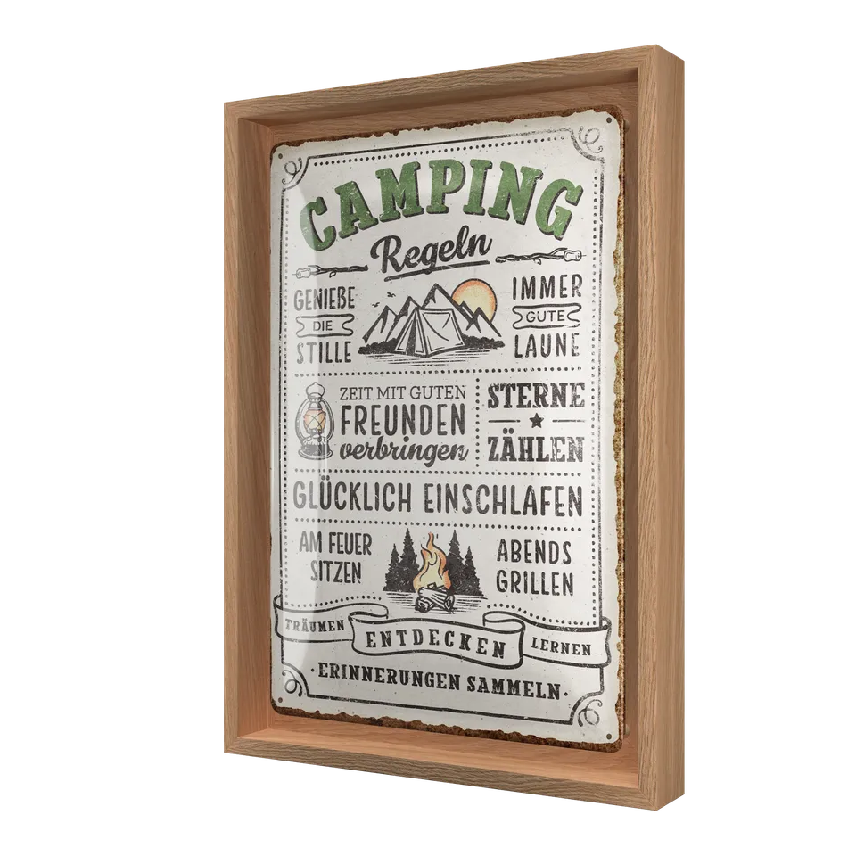 nostalgic-art-camping-regeln-n-frame-m-edition-targa-in-metallo-con-cornice-in-l image 1