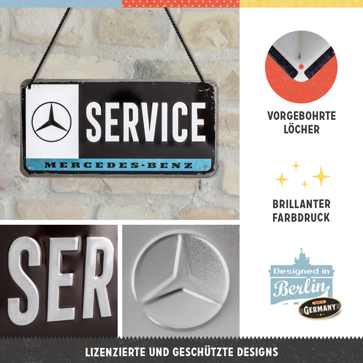 nostalgic-art-mercedes-benz-service-insegna-in-metallo-da-appendere-10x20-cm image 4