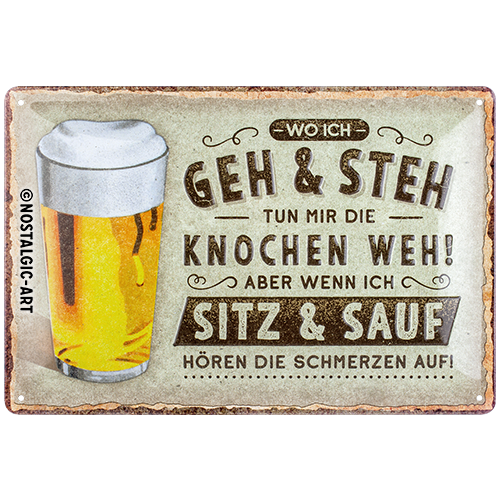 nostalgic-art-wo-ich-geh-und-steh-bier-targa-in-metallo-20x30-cm image 1