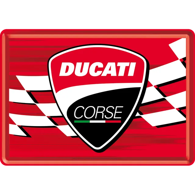 nostalgic-art-ducati-corse-logo-racing-flag-metal-card-10x14-cm image 1