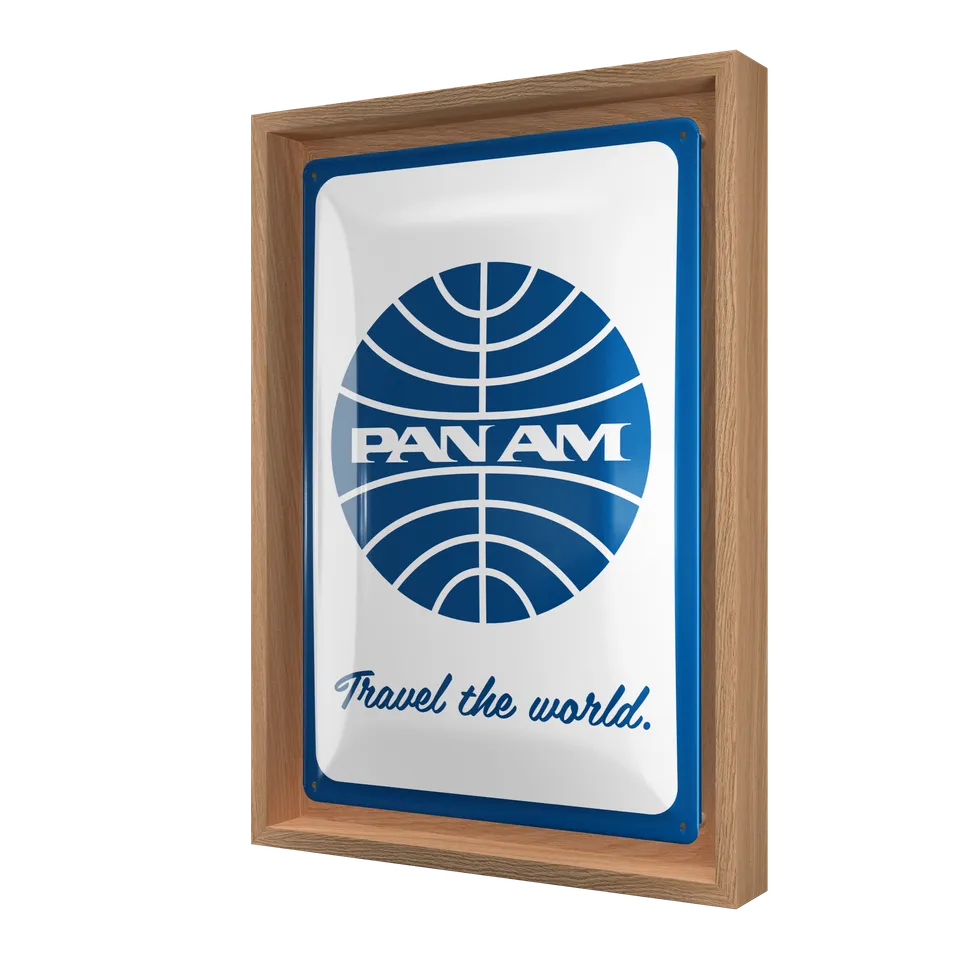 nostalgic-art-pan-am-travel-the-world-logo-white-cornice-n-frame-m-edition-24x33 image 1