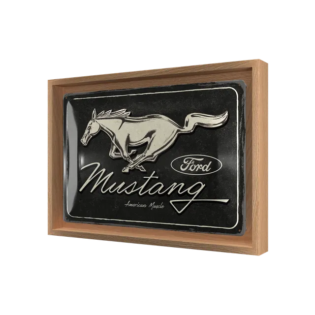 nostalgic-art-ford-mustang-horse-logo-black-insegna-n-frame-m-edition-24x33-5-cm image 1