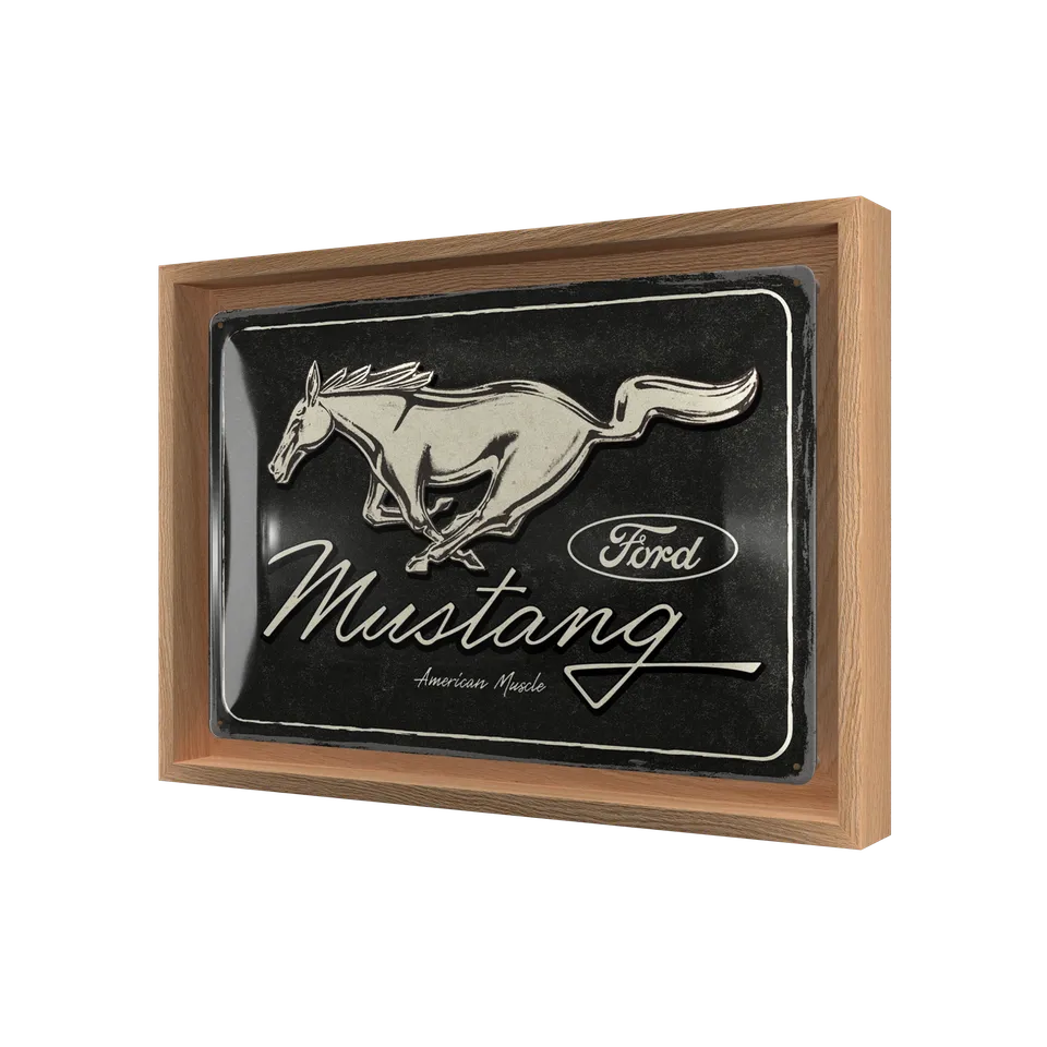 nostalgic-art-ford-mustang-horse-logo-black-insegna-n-frame-m-edition-24x33-5-cm image 1