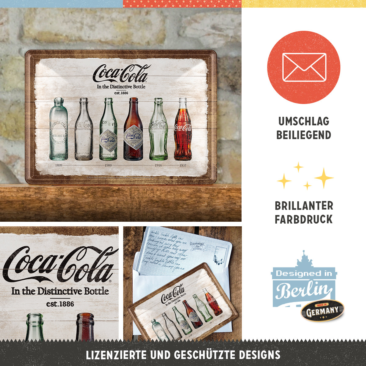 nostalgic-art-coca-cola-bottle-timeline-biglietto-metallo-10x14-cm image 3