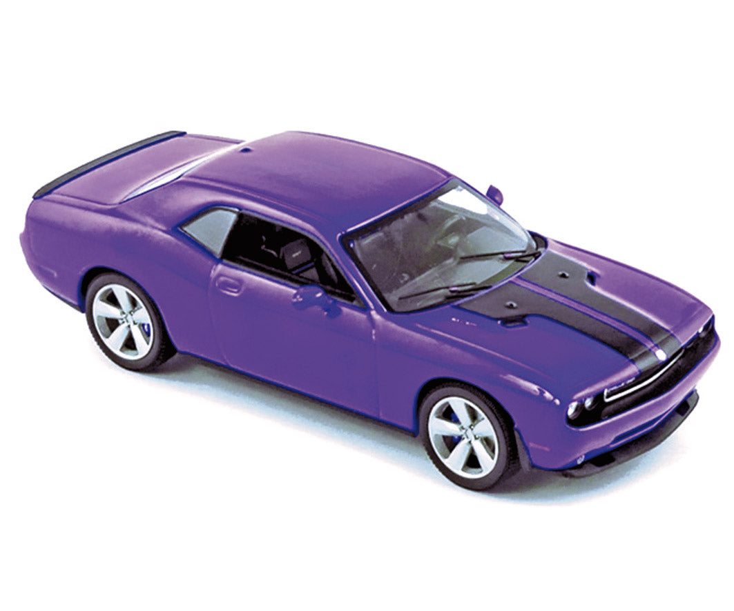 norev-dodge-challenger-coupe-srt8-2008-plum-crazy-1-43-modellino-muscle-car image 1