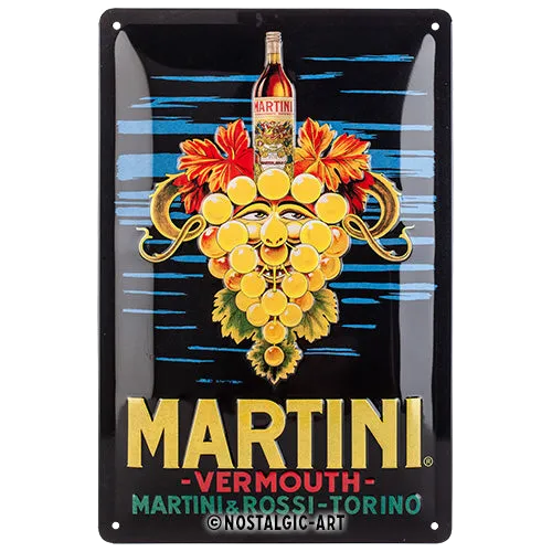 nostalgic-art-martini-vermouth-grapes-targa-in-metallo-20x30-cm image 1