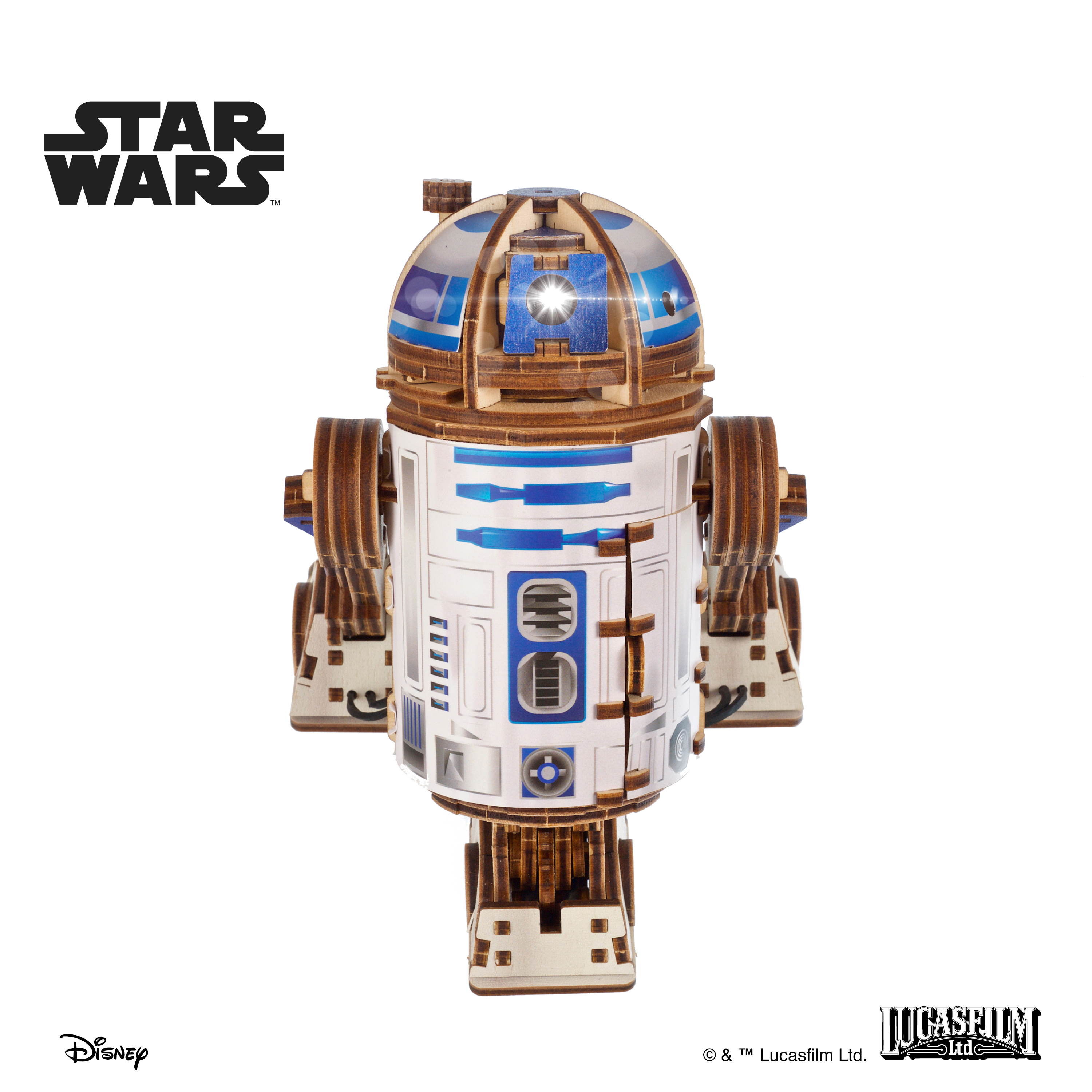 ugears-r2-d2-star-wars-modellino-3d-in-legno-colorato-con-led image 5