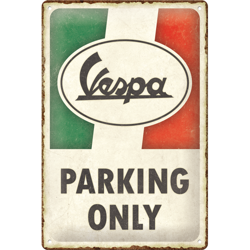 nostalgic-art-vespa-parking-only-italian-targa-in-metallo-20x30-cm image 1