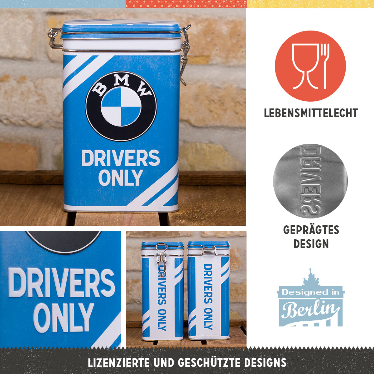 nostalgic-art-bmw-drivers-only-scatola-in-metallo-con-coperchio-7-5x11x17-5-cm image 2