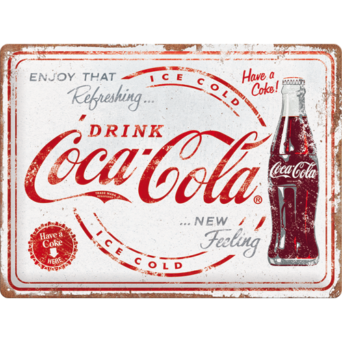 nostalgic-art-coca-cola-refreshing-new-feeling-targa-in-metallo-30x40-cm image 1